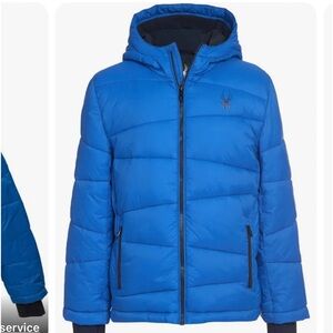 Kids spyder jacket size 10/12 blue newest tag attached hood